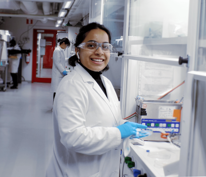 Pranava Pakala working in a lab.