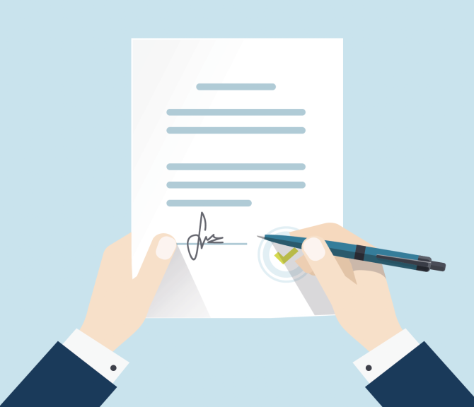 Kuvituskuva sopimuksen allekirjoittamisesta
