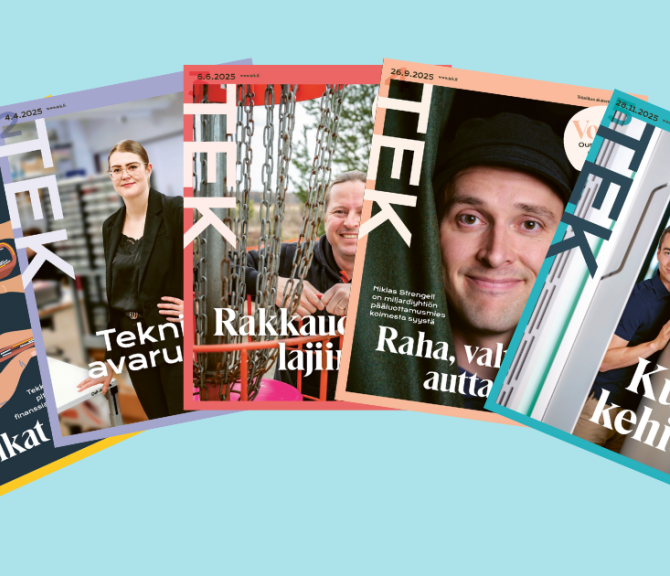 Viiden vuonna 2025 ilmestyneen TEK-lehden kannet