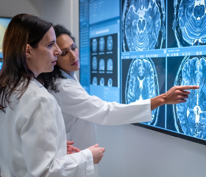 2 naista, tutkija, aivot