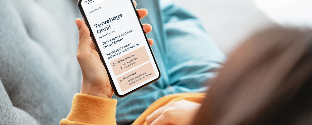 Kuvakaappaus uudesta OmaTEK-jäsenportaalista.