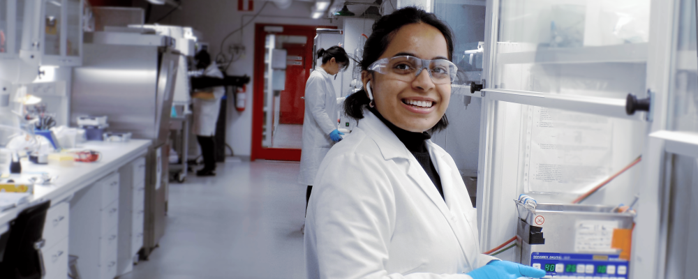 Pranava Pakala working in a lab.