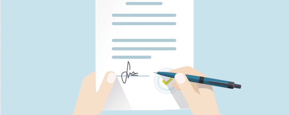 Kuvituskuva sopimuksen allekirjoittamisesta