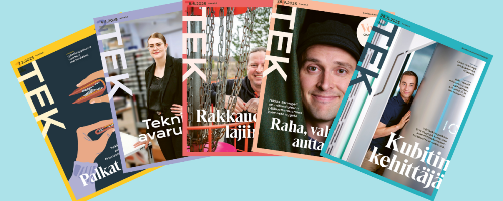 Viiden vuonna 2025 ilmestyneen TEK-lehden kannet