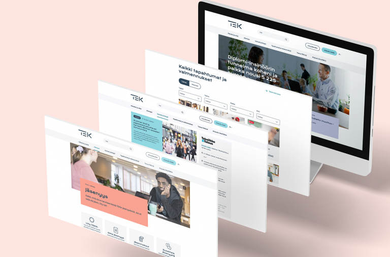 Image showcases different layouts of the new tek.fi