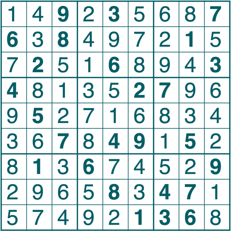 sudoku, ratkaisu