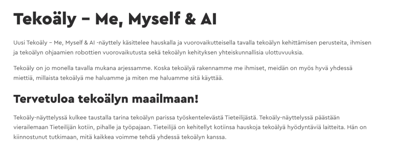 Tekoälynäyttelyteksti