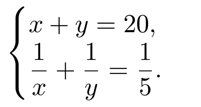 Pulman 3 ratkaisun yhtälöpari.