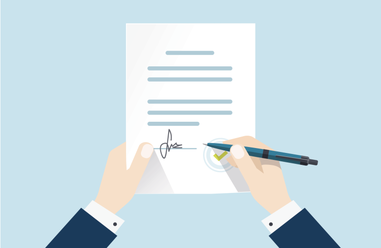 Kuvituskuva sopimuksen allekirjoittamisesta