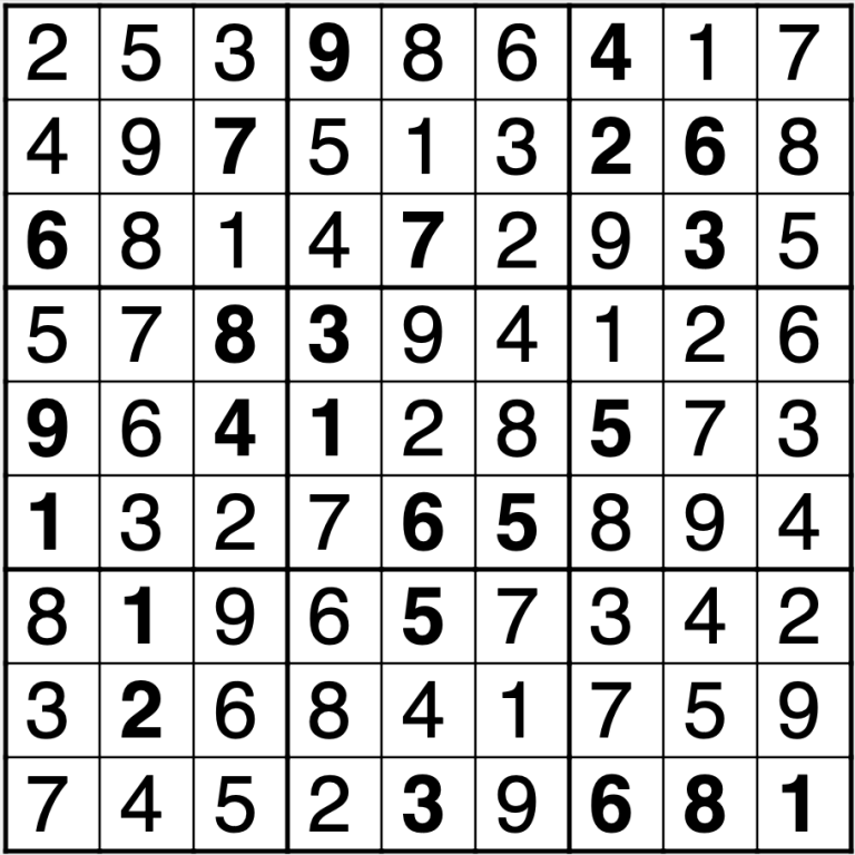 TEK 5/25 sudokun ratkaisu.