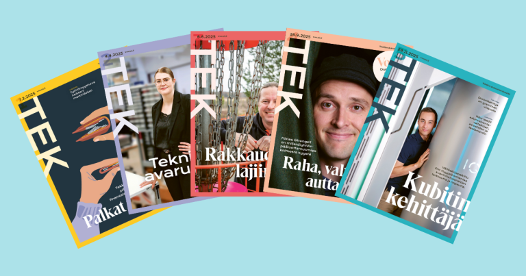 Viiden vuonna 2025 ilmestyneen TEK-lehden kannet