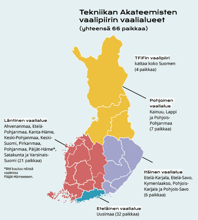 Vaalialueet 2026, TEKin vaalit.
