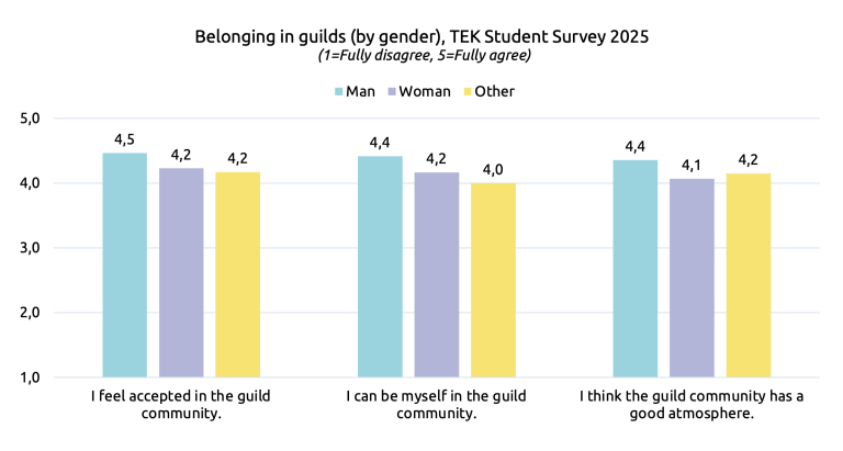 Figure about belonging in guild culture, by gender. 