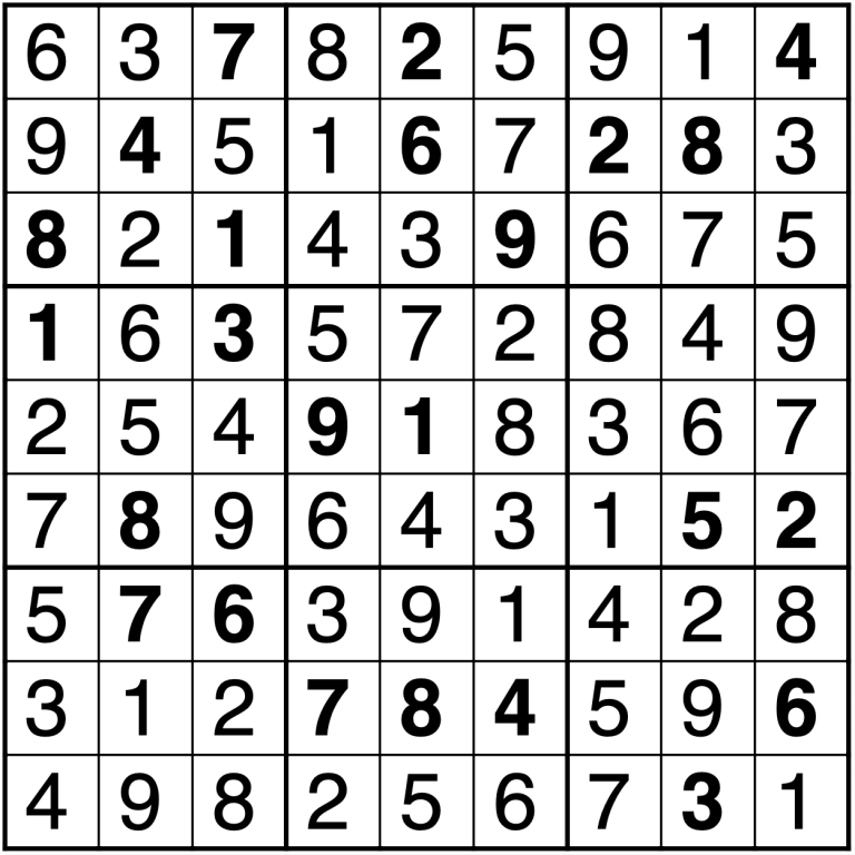 TEK 3/2026 lehden sudokun ratkaisu.