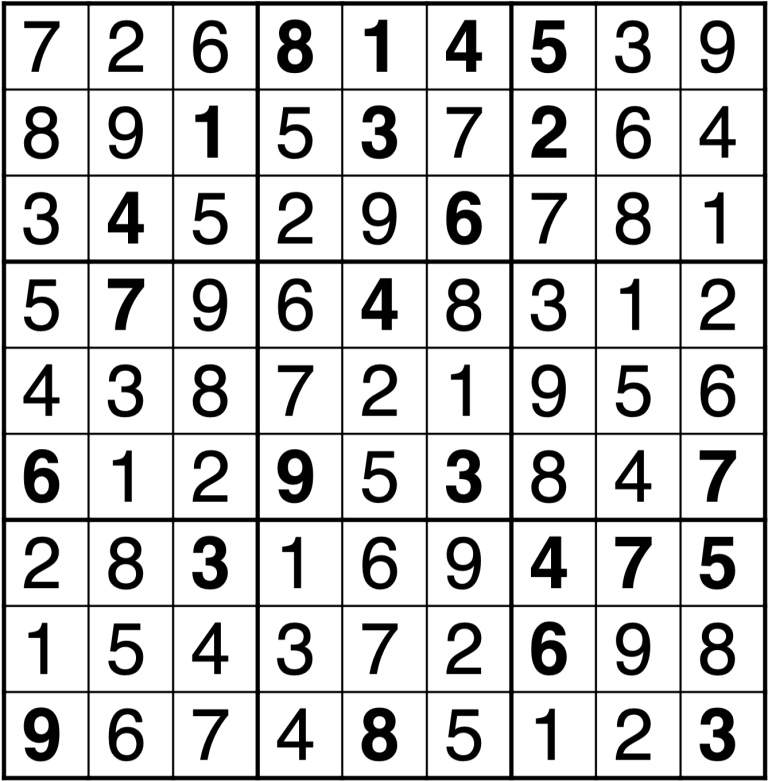 TEK 4/26 -lehden sudokun ratkaisu.