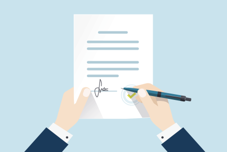 Kuvituskuva sopimuksen allekirjoittamisesta
